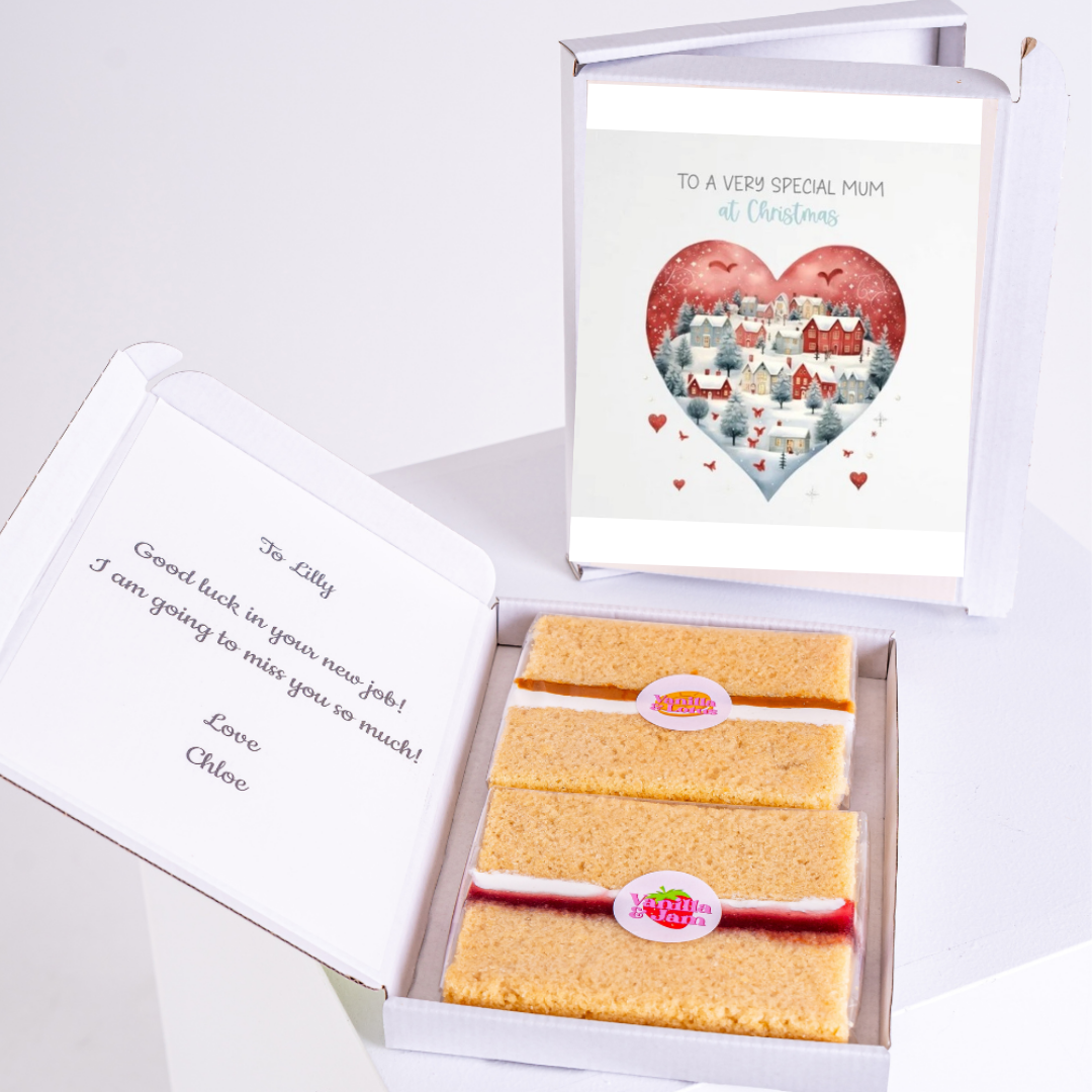 Christmas card & cake gift box for Mum