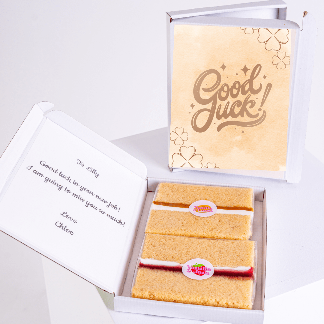 Good luck cake gift for Lilly with card.