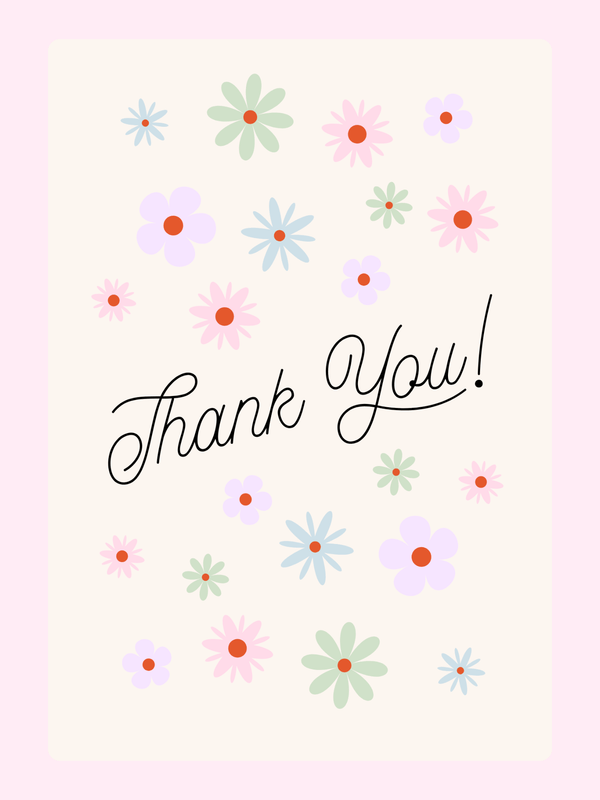 Thank you card with floral design