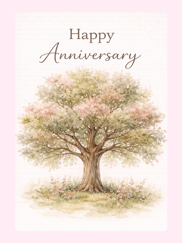 Blossom Tree Happy Anniversary Cake Card