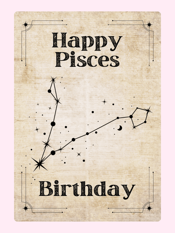 Pisces Constellation Parchment Cake Card, birthday