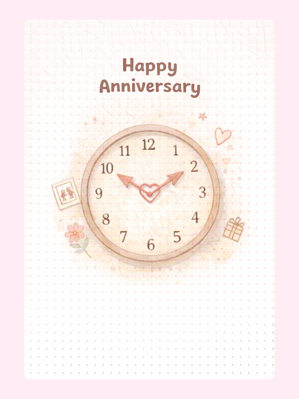 Time Together Clock Anniversary Cake Card letterbox cake card with freshly baked cake slices