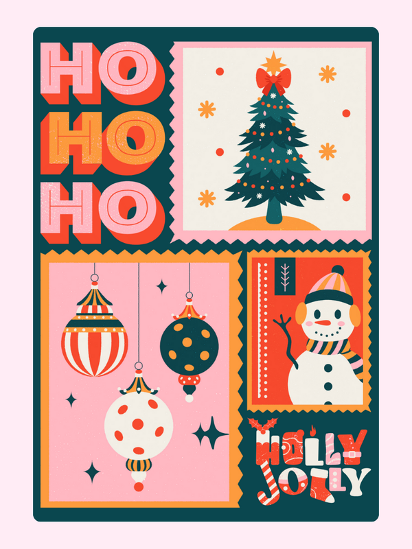Ho Ho Ho Holly Jolly Stamps Cake Card, Christmas