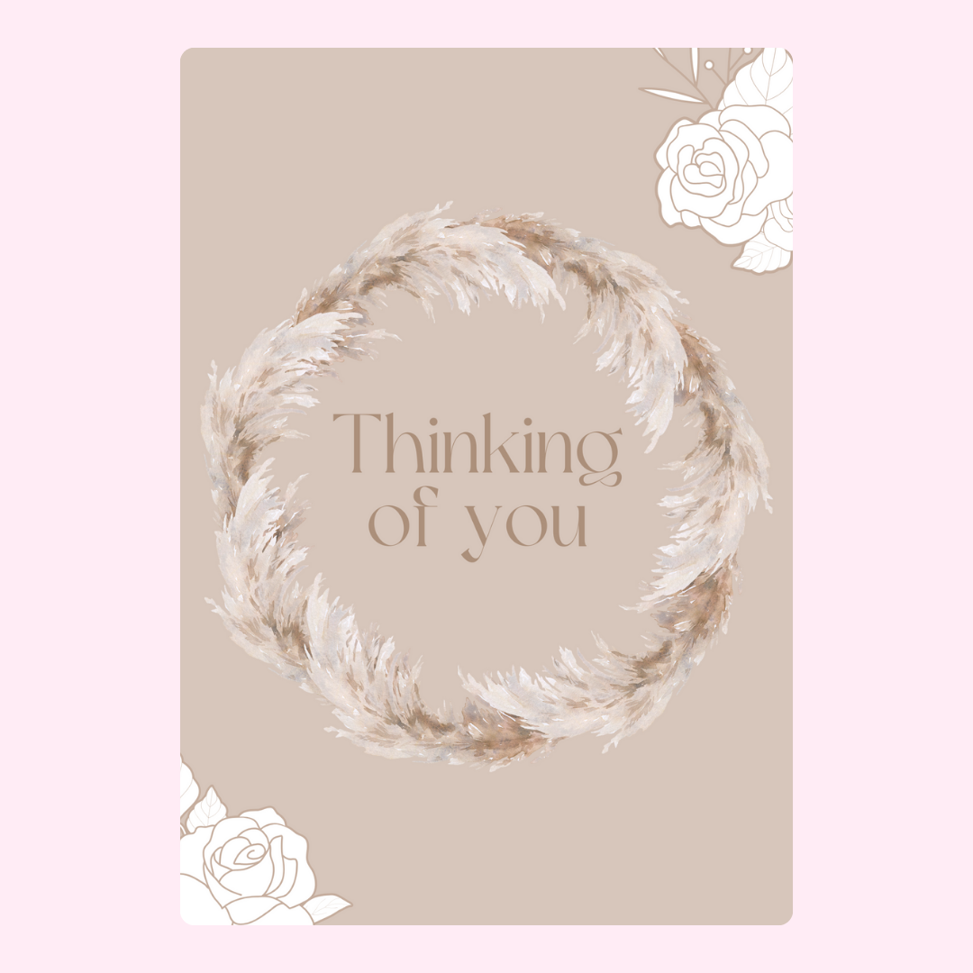 Thinking of you card with floral wreath