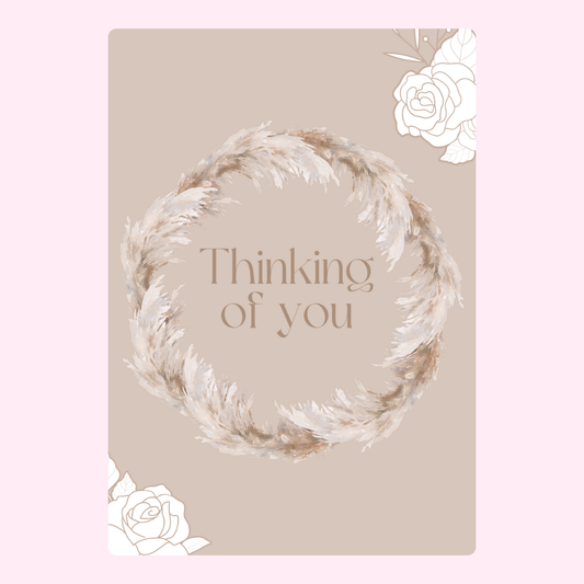 Thinking of you card with floral wreath