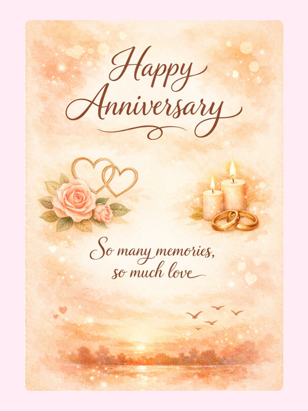 So Many Memories Roses And Rings Anniversary Cake Card letterbox cake card with freshly baked cake slices