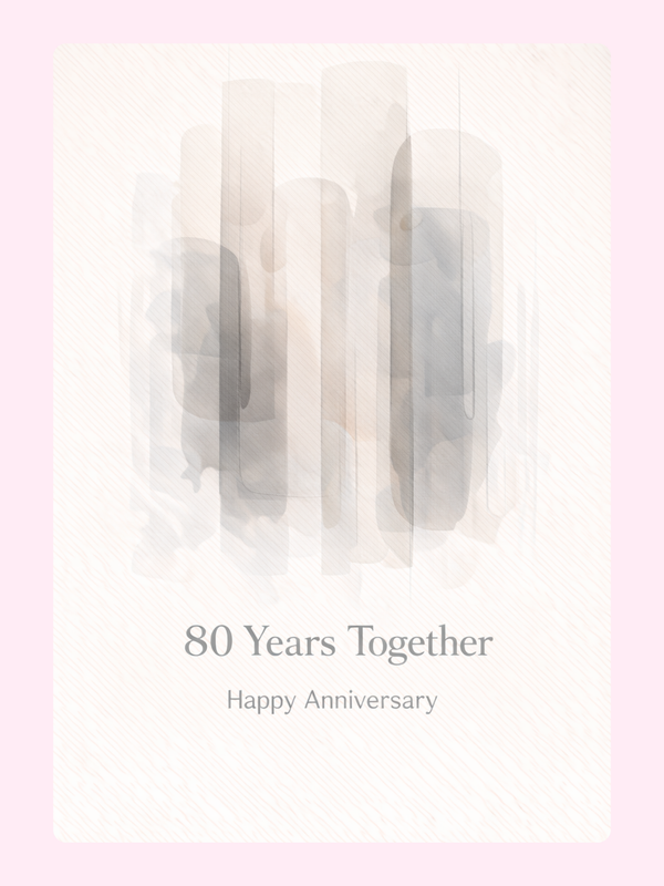 80 Years Together Anniversary Cake Card letterbox cake card with freshly baked cake slices
