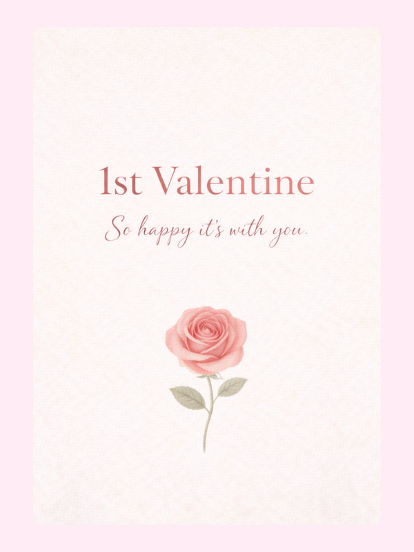 First Valentine Single Rose Cake Card