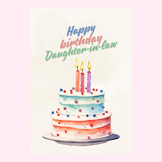 Birthday cake design for daughter-in-law with candles.