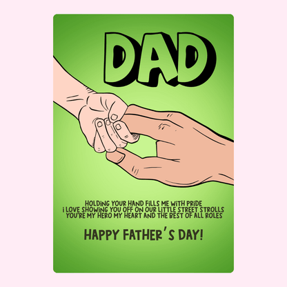 Dad holding hand, Happy Father's Day!