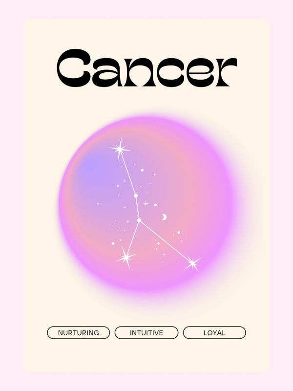 Cancer With Moon and Stars Cake Card, birthday