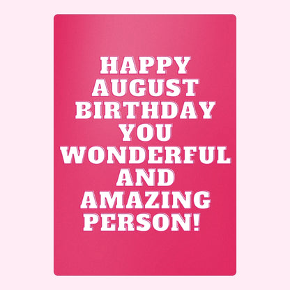 Pink August birthday design