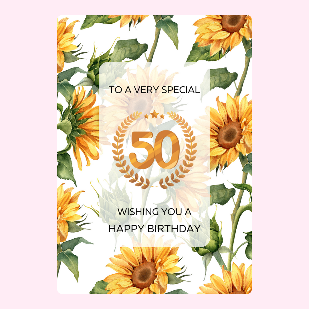 50th birthday card with sunflowers