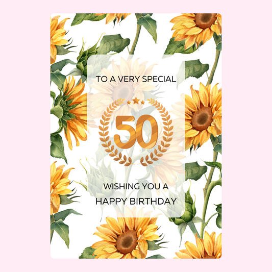 50th birthday card with sunflowers