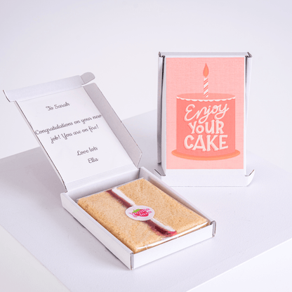 Cake gift box for Sarah with a birthday message.