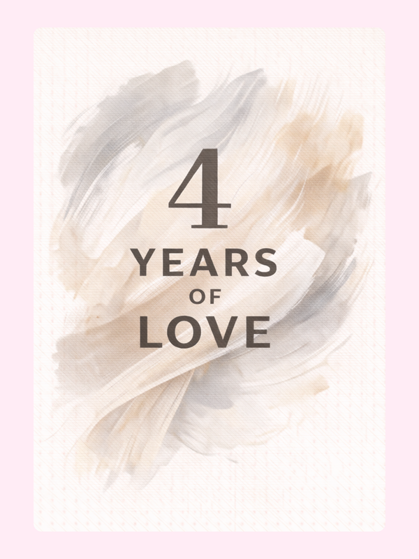 4 Years Of Love Linen Anniversary Cake Card