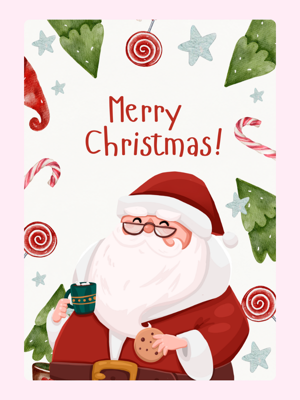 Christmas card with Santa, Merry Christmas!
