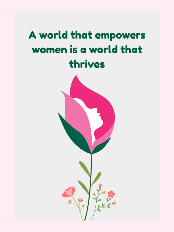 Empowering women quote with flower illustration