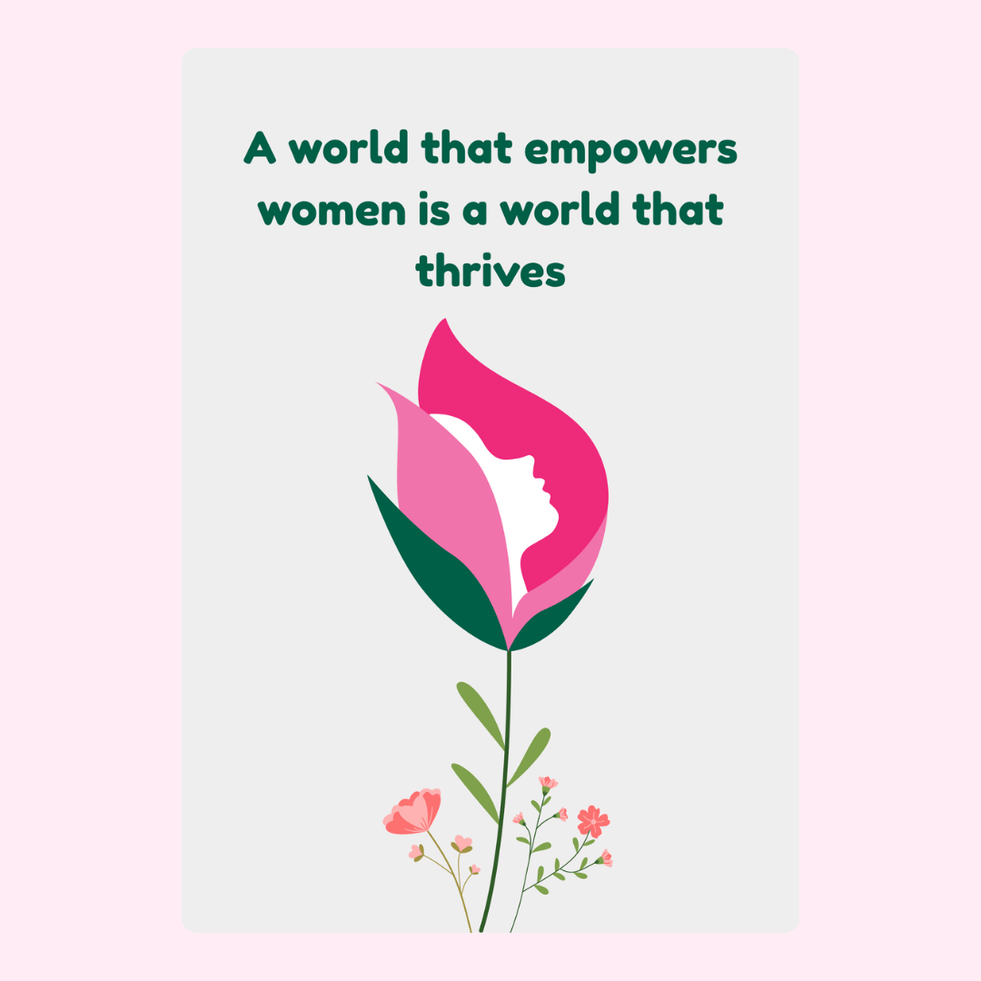 Empowering women quote with flower illustration