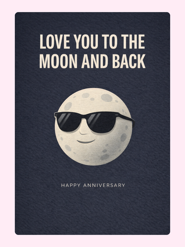 Love You To The Moon And Back Anniversary Cake Card letterbox cake card with freshly baked cake slices