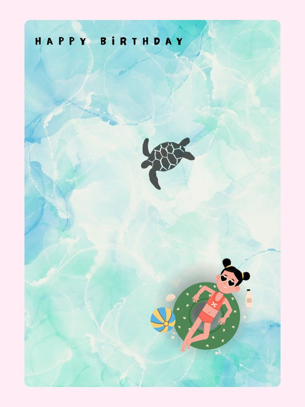 Girl Swimming Cake Card, birthday