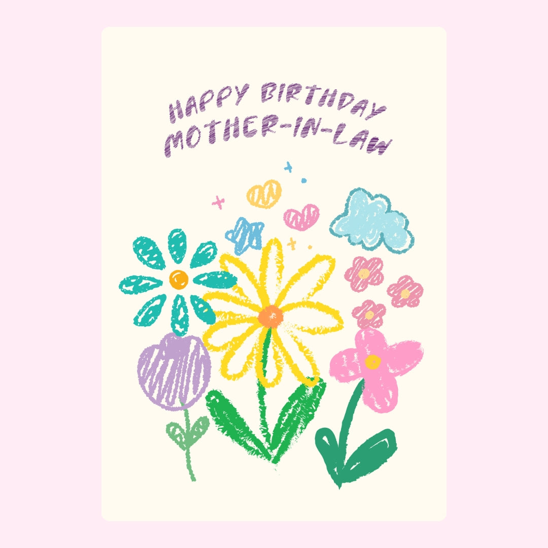 Colourful flower birthday design for mother-in-law