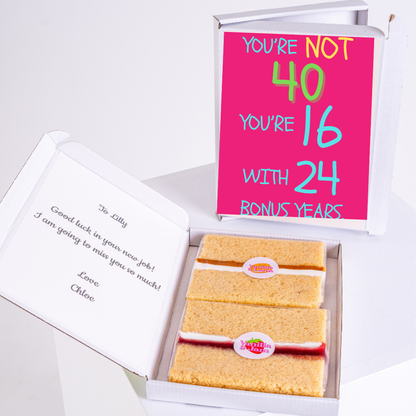 Birthday cake gift for Lilly with 16 with 24 bonus years message.