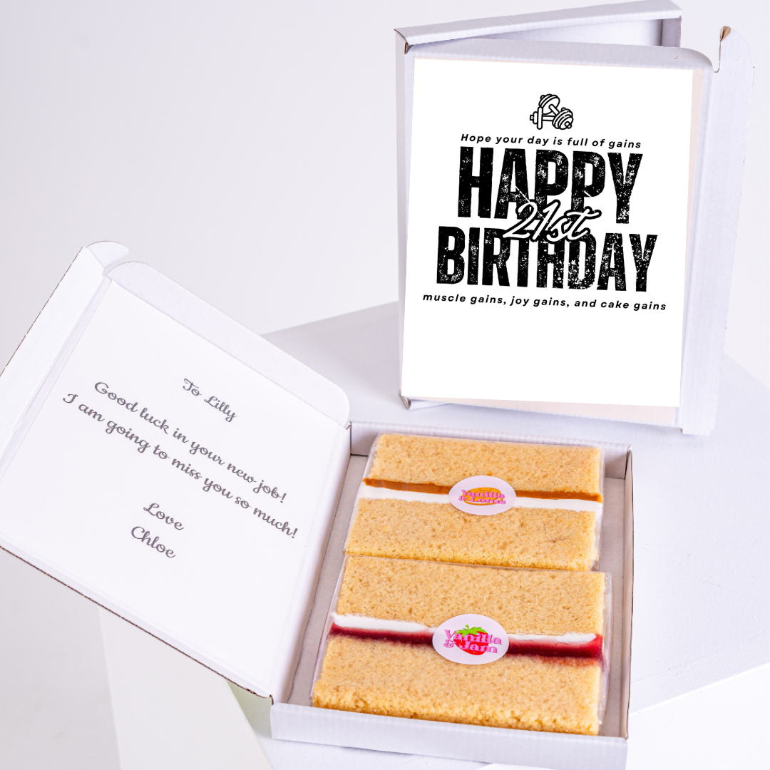 Happy 21st Birthday cake gift for Lilly, with message Good luck in your new...