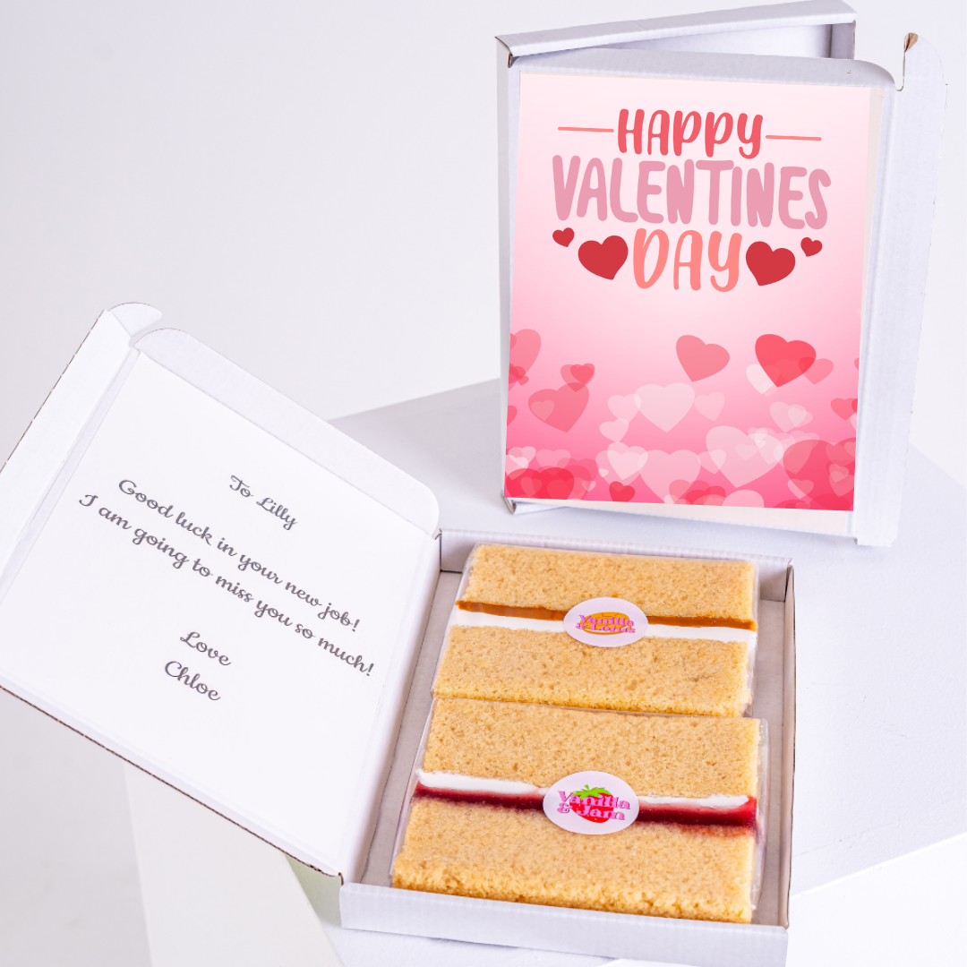 Valentine's Day cake gift box with card for Lilly