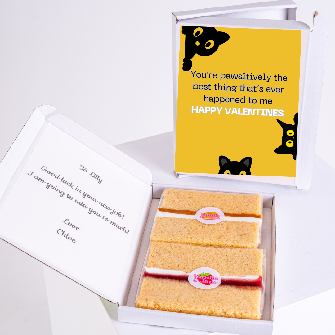 Valentine's Day cake & card with black cat design for Lilly