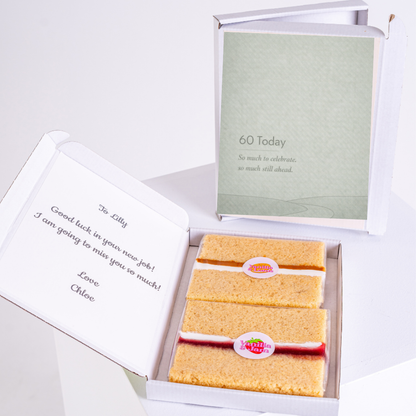 minimalist 60th birthday cake card with sponge slices