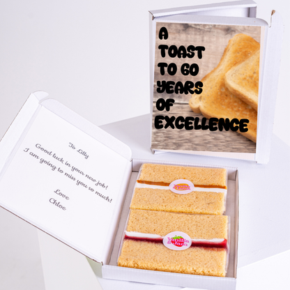 60th birthday cake card with toast design and sponge slices