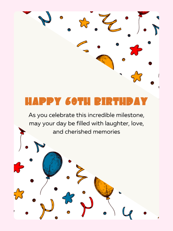 Confetti Celebration 60th Birthday Cake Card