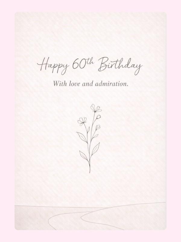 elegant 60th birthday card with floral illustration and message