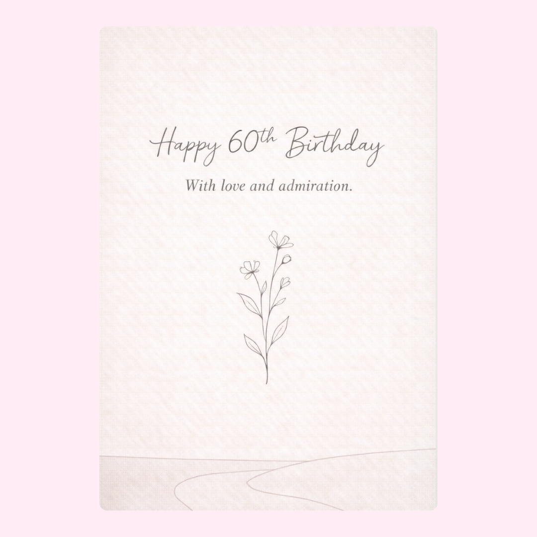 elegant 60th birthday card with floral illustration and message