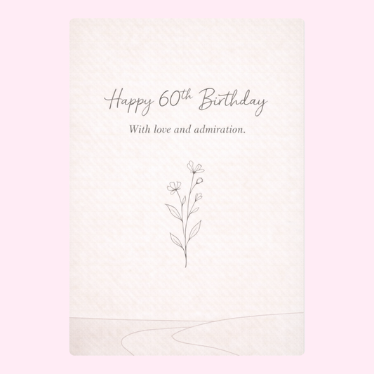 elegant 60th birthday card with floral illustration and message