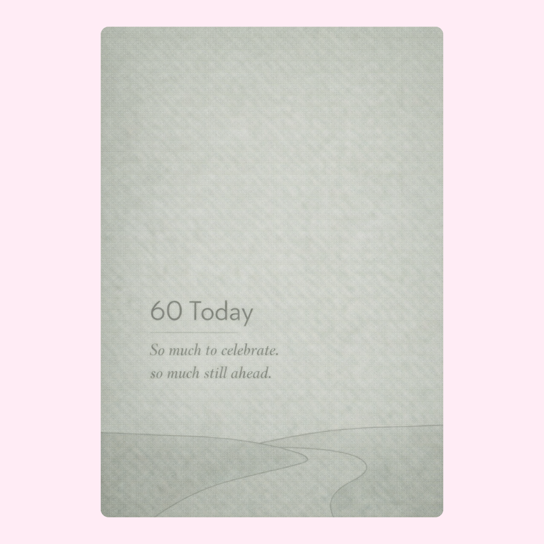 simple 60 today birthday card soft green design