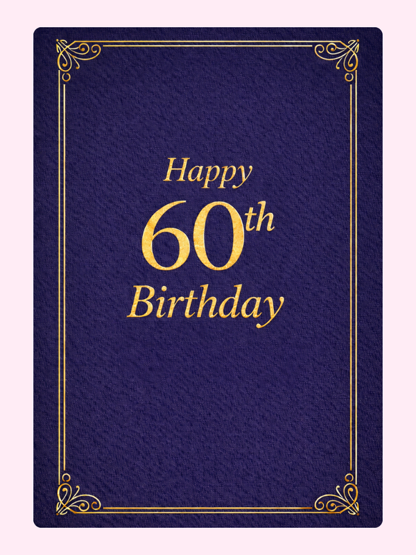 navy and gold 60th birthday card elegant design