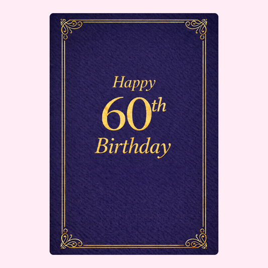 navy and gold 60th birthday card elegant design