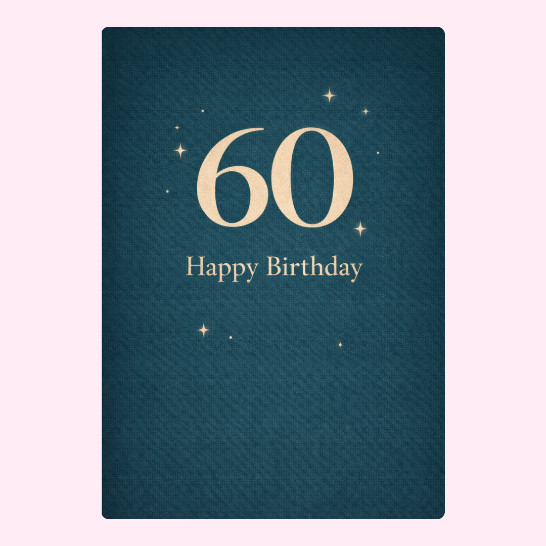 teal 60 happy birthday card simple minimal design