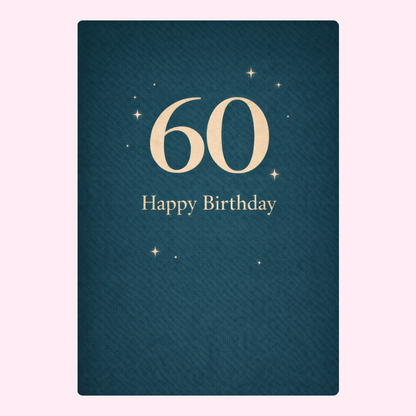 teal 60 happy birthday card simple minimal design