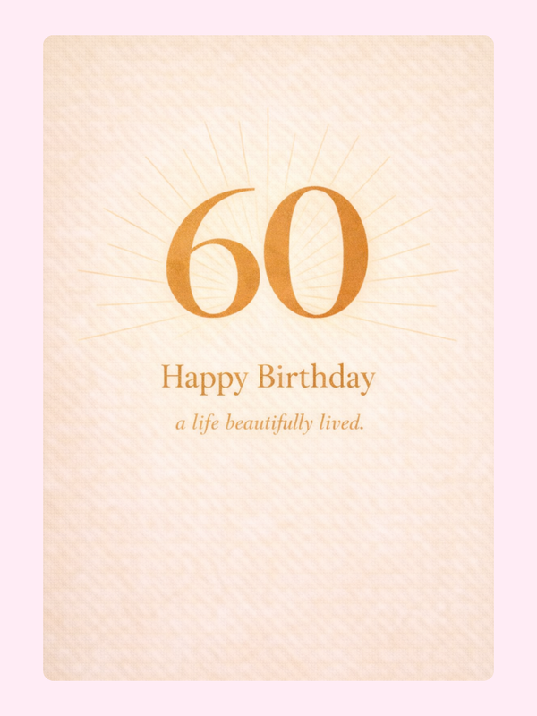 gold 60th birthday card minimal elegant design