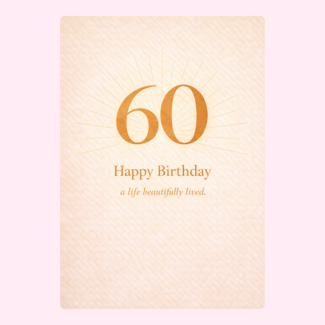 gold 60th birthday card minimal elegant design