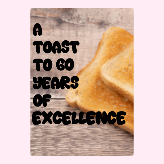 60th birthday card with toast and excellence message