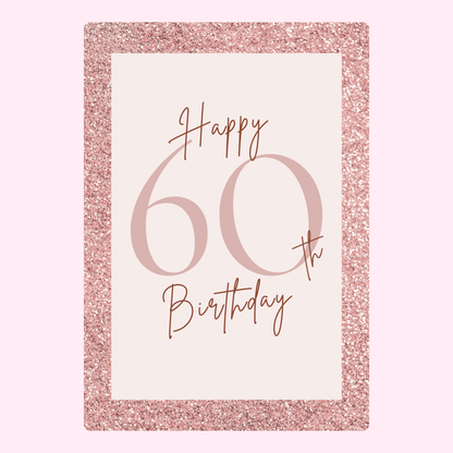elegant 60th birthday card with pink glitter design