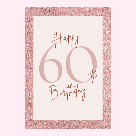 elegant 60th birthday card with pink glitter design