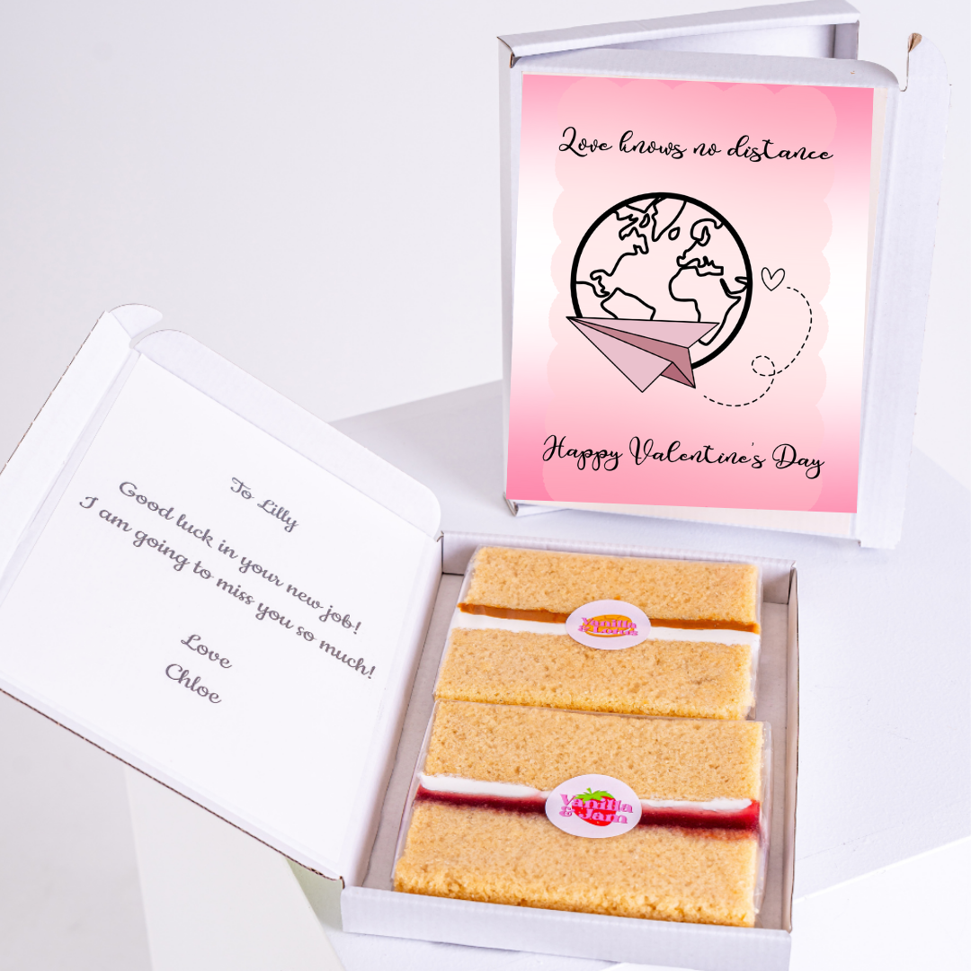 Valentine's Day cake gift with card for Lilly, Love knows no distance