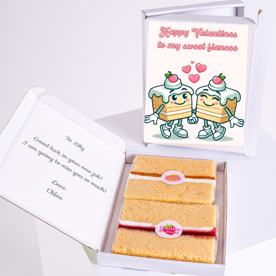 Valentine's cake gift box for Lilly, with card and note.