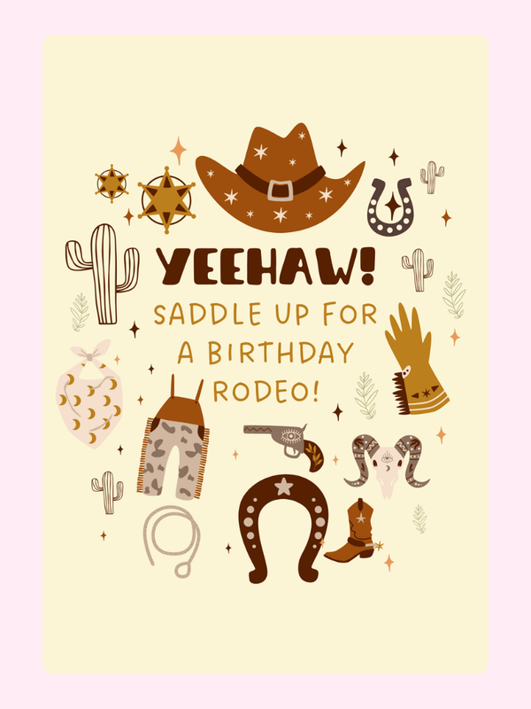 Birthday rodeo card, Yeehaw!
