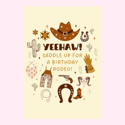 Birthday rodeo card, Yeehaw!